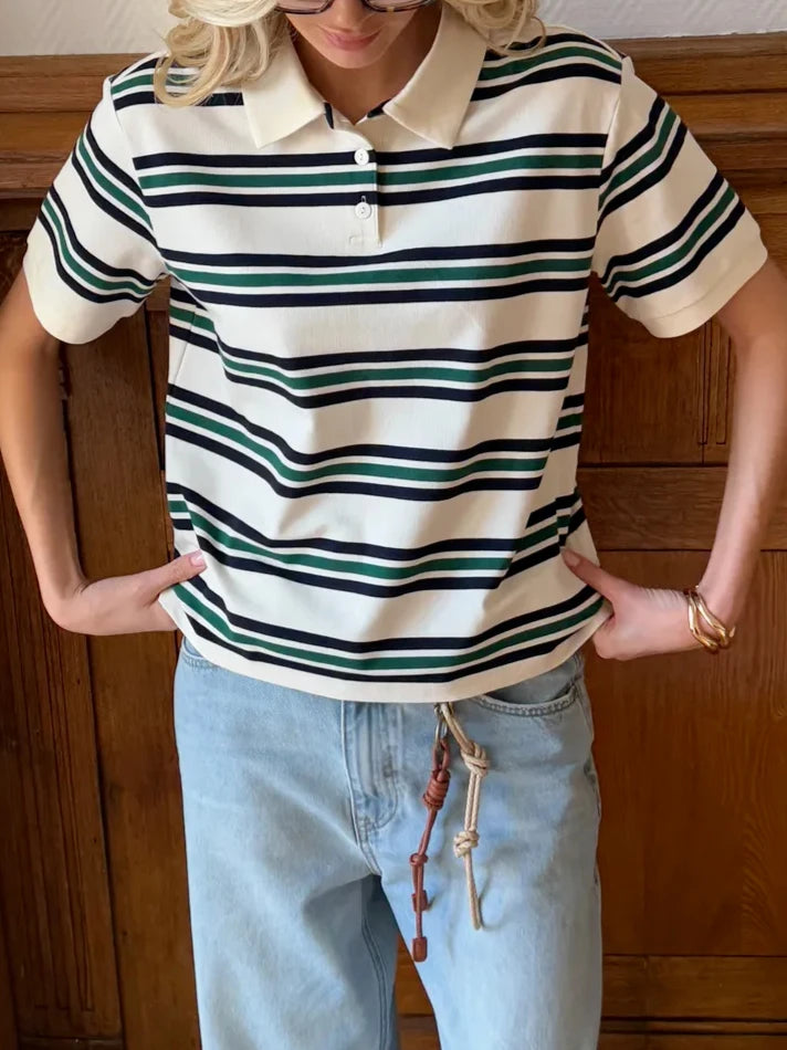 Blød Casual Polo T-Shirt til Kvinder – 95% Bomuld, Kort Ærme, Løs Pasform, Forskellige Farver Available 2