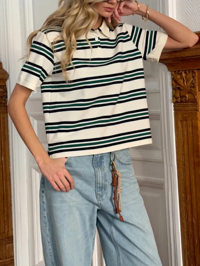 Blød Casual Polo T-Shirt til Kvinder – 95% Bomuld, Kort Ærme, Løs Pasform, Forskellige Farver Available 3