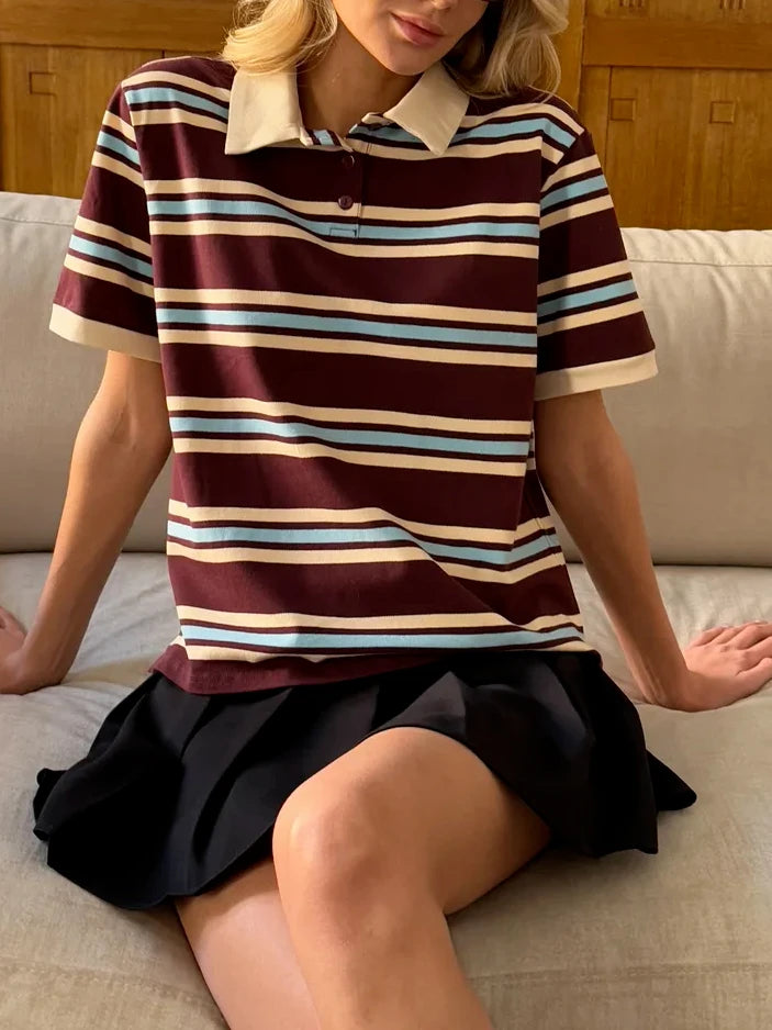Blød Casual Polo T-Shirt til Kvinder – 95% Bomuld, Kort Ærme, Løs Pasform, Forskellige Farver Available 4
