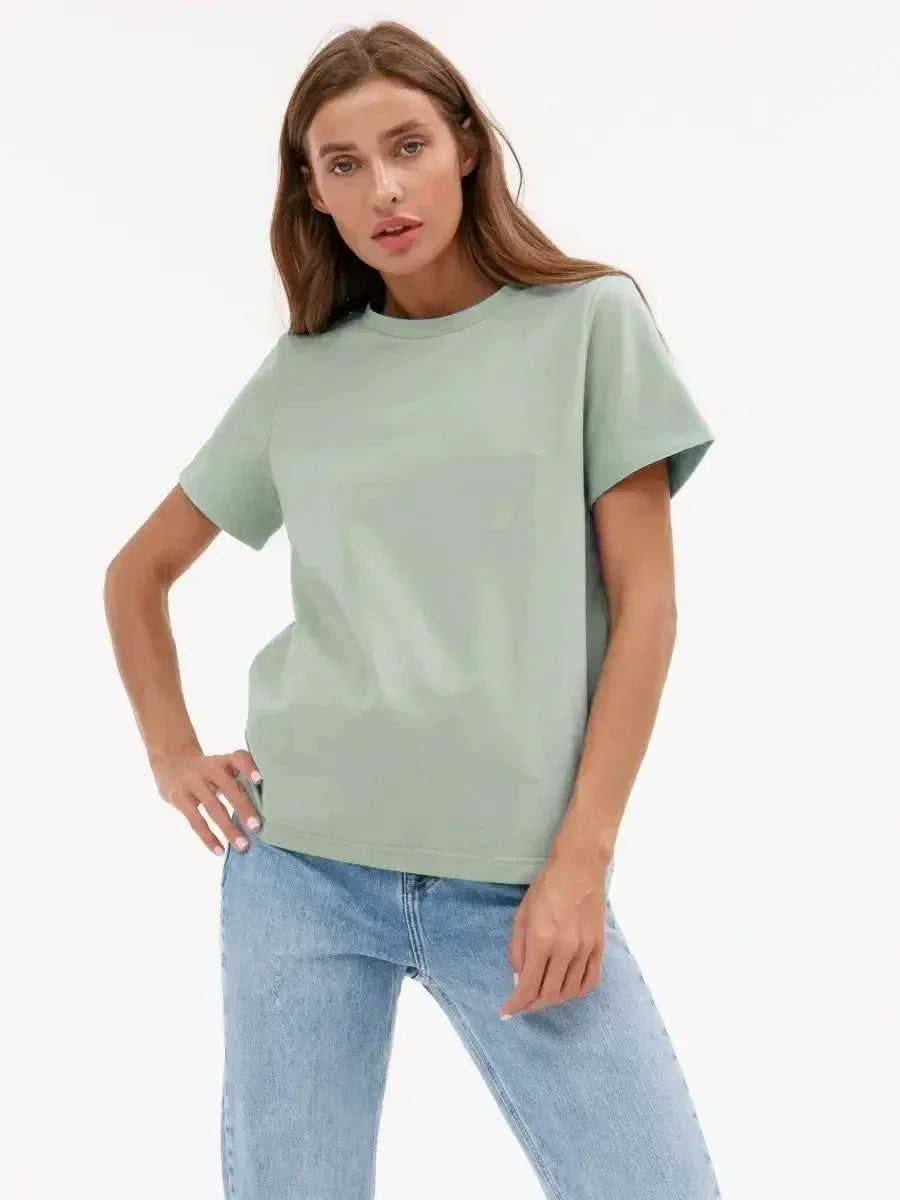T-Shirt Dame i 100% Bomuld – Løs Pasform med Korte Ærmer til Sommerbrug 16
