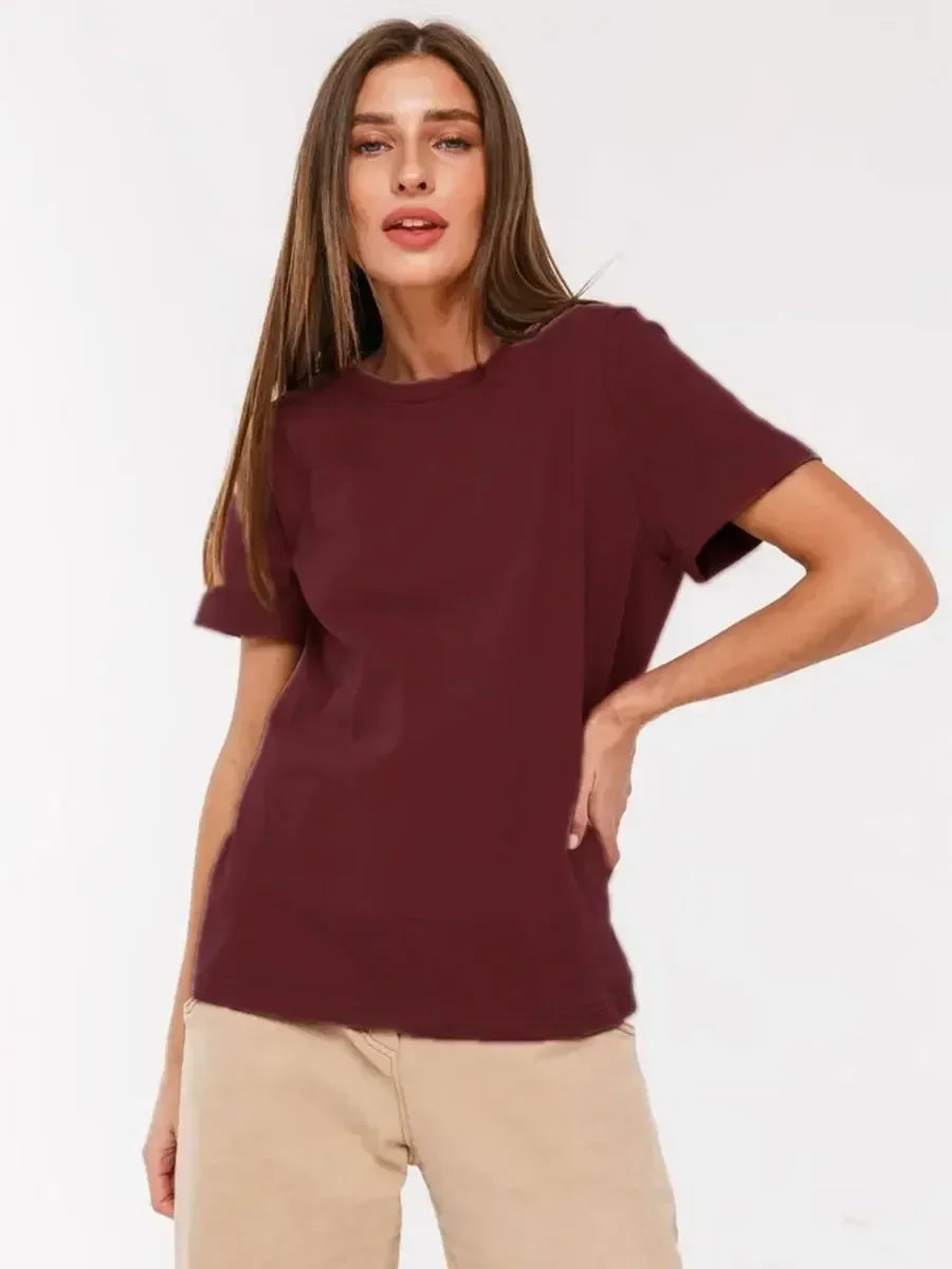 T-Shirt Dame i 100% Bomuld – Løs Pasform med Korte Ærmer til Sommerbrug 21
