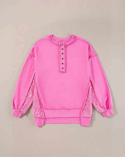 Rosa Oversize Bluse med Pailletter – Paula Glamour Top til Kvinder