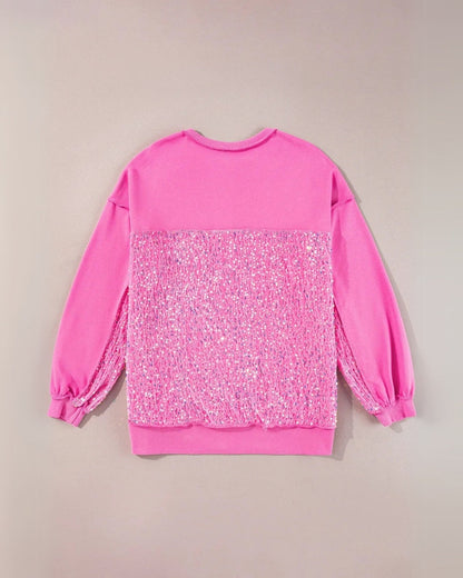 Rosa Oversize Bluse med Pailletter – Paula Glamour Top til Kvinder