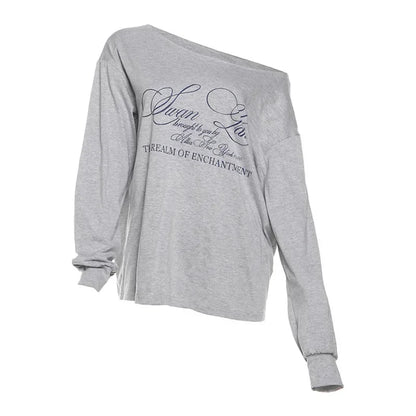 Oversized Hvid T-Shirt til Kvinder med Brede Skuldre og Grafisk Print – Blød og Åndbar Sommermode 6
